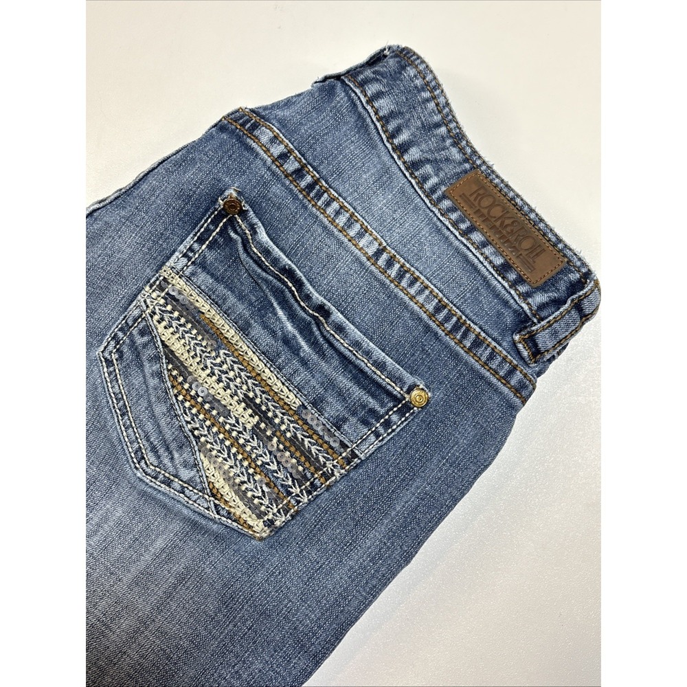 Rock & Roll Cowgirl Women 30x32 Heavy Stitch Western Boyfriend Jeans